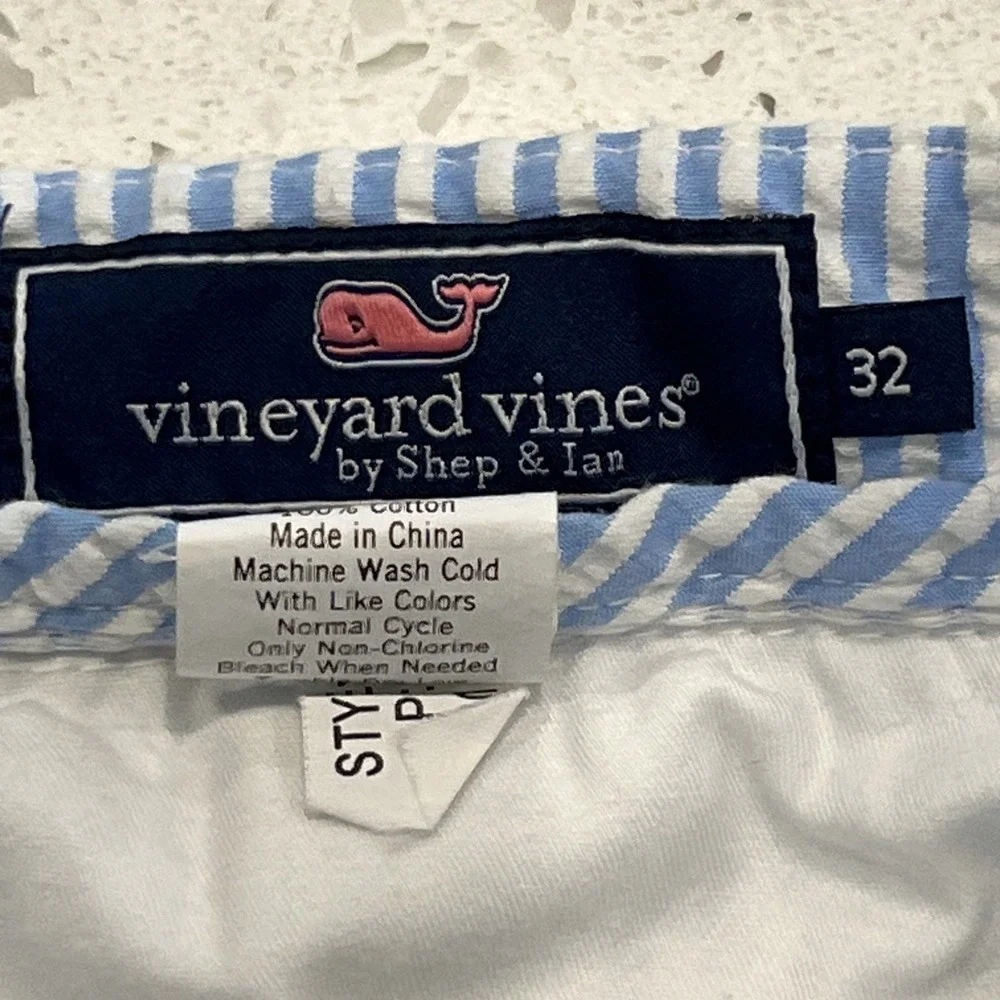 Vineyard Vines Men's Seersucker Club Shorts 32, Light Blue & White,